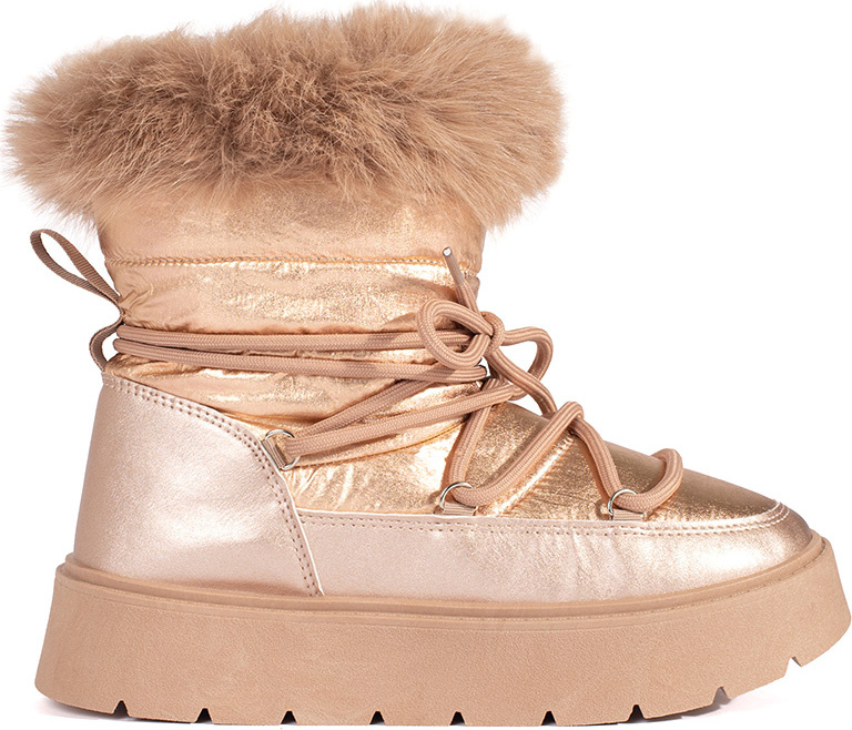 Zlaté dámske snehule s kožúškom na silnej podrážke 6481CHA Veľkosť: 37