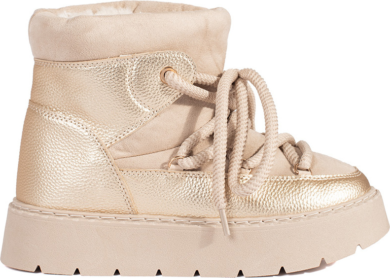 Smotanové šnurovacie dámske snehule na hrubej podrážke 6483BE Veľkosť: 37