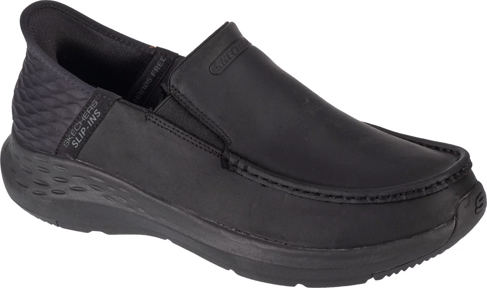 Čierne kožené slip-on tenisky Skechers Parson - Oswin 204866-BBK Veľkosť: 39,5