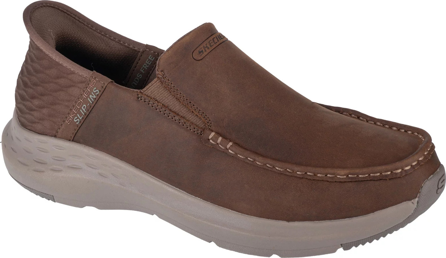 Hnedé pánske slip-on tenisky Skechers Parson - Oswin 204866-DSRT Veľkosť: 42