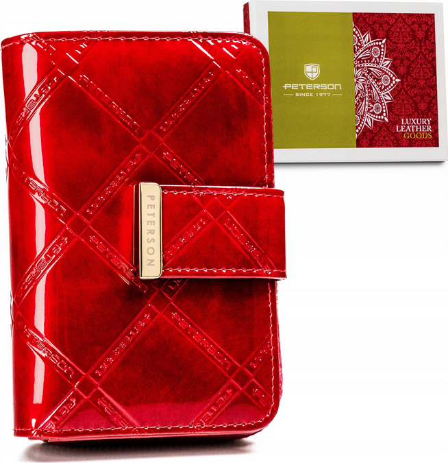 Peterson Červená stredná kožená peňaženka s monogramom Y449 [DH] PTN 54033-PLT Veľkosť: ONE SIZE