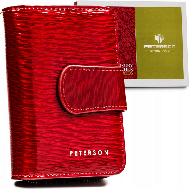Peterson Červená hladká lesklá kožená peňaženka Y205 [DH] PTN 425214-SH Veľkosť: ONE SIZE