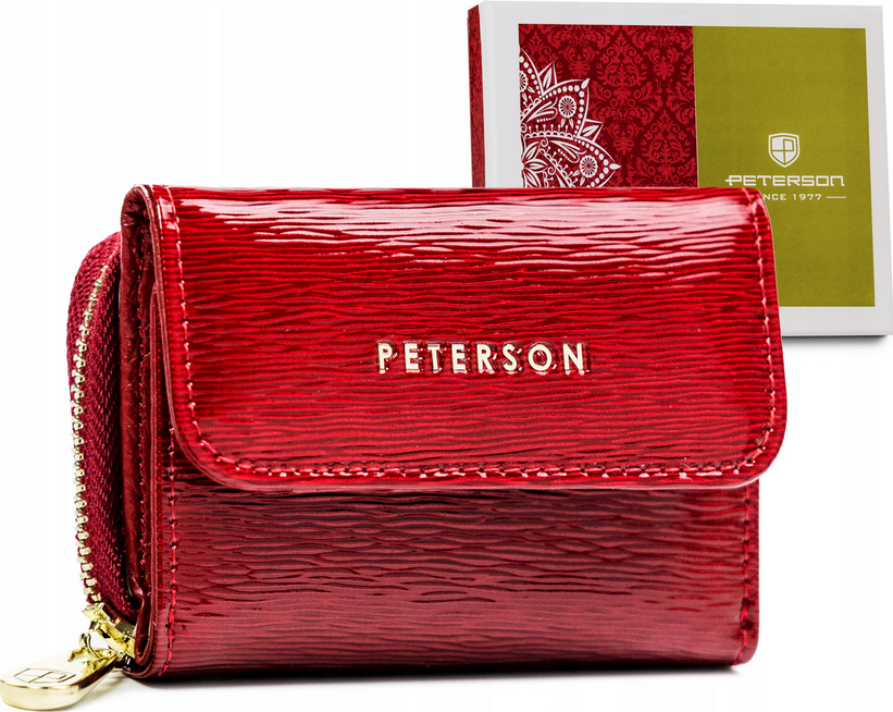 Peterson Červená malá lakovaná peňaženka Y192 [DH] PTN 423229-SH Veľkosť: ONE SIZE