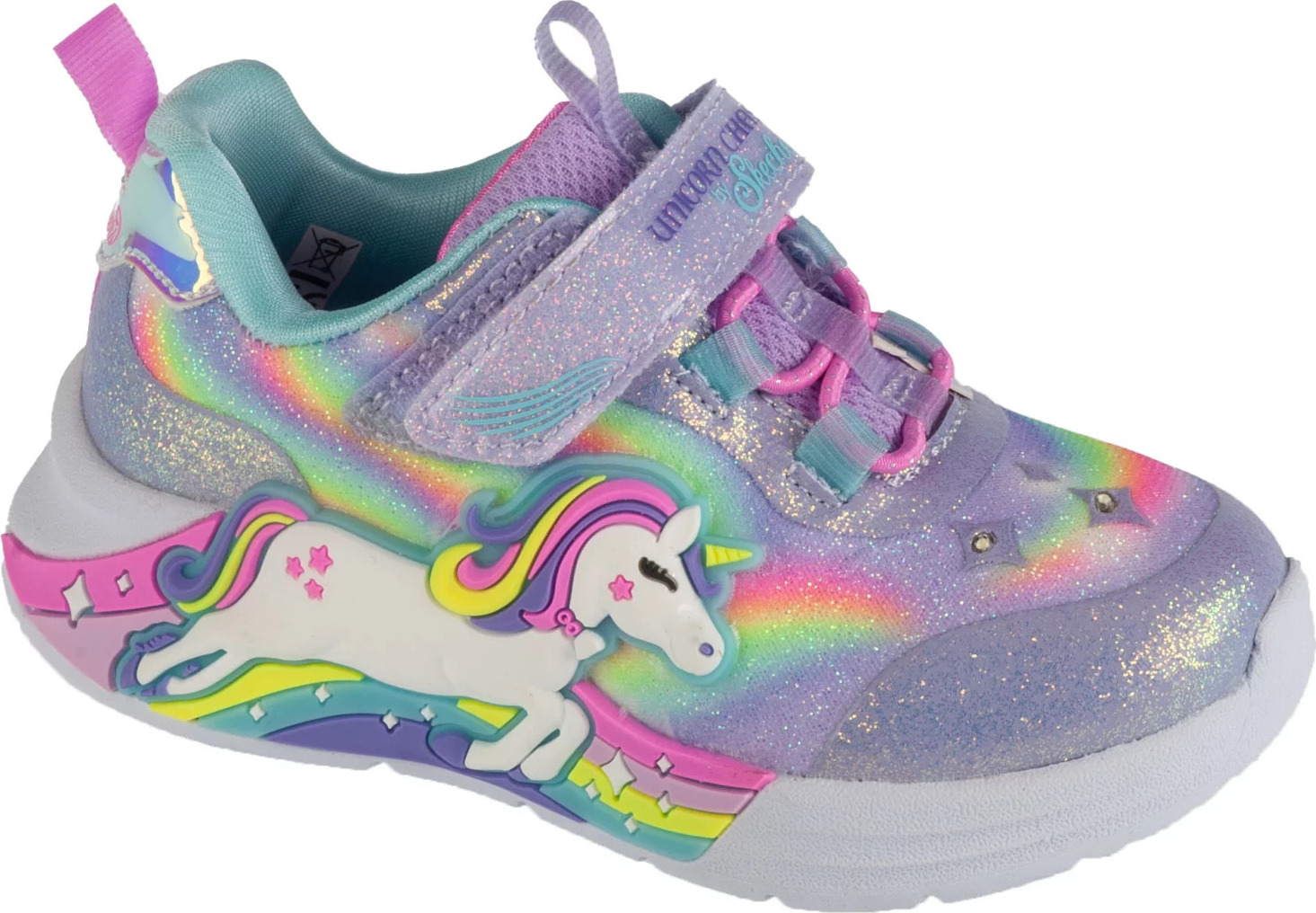 Svetlofialové dievčenské svietiace tenisky Skechers Unicorn Chaser 302298N-LVMT Veľkosť: 21