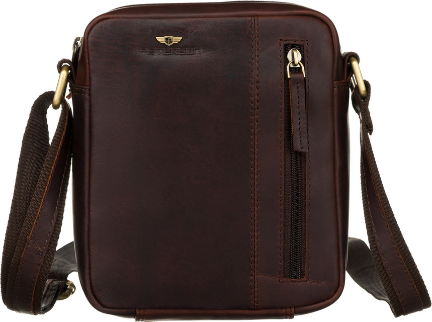Štýlová tmavohnedá pánska kožená taška cez rameno Peterson PTN 705-OPU Veľkosť: ONE SIZE