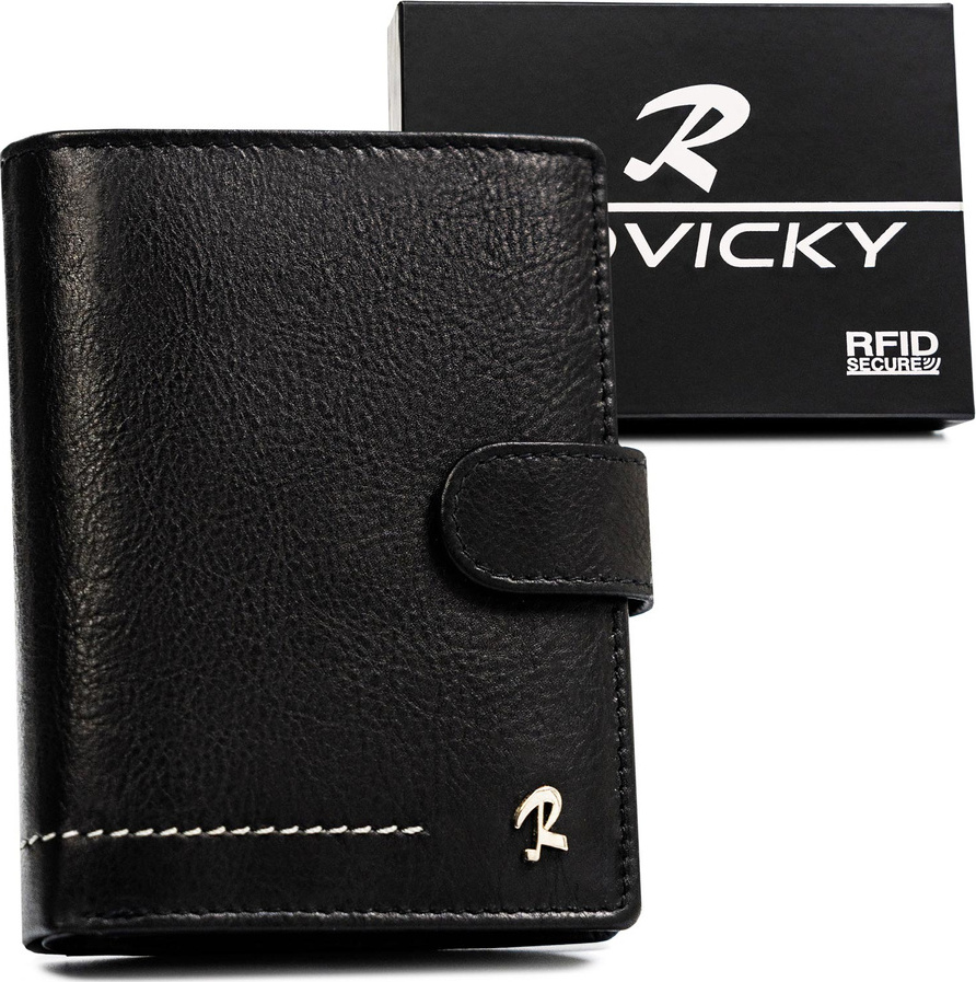 Čierna pánska kožená peňaženka so zapínaním Rovicky L236 N890L-CMC Veľkosť: ONE SIZE