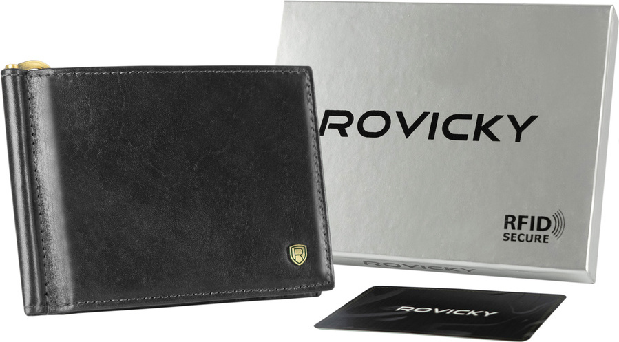 Rovicky Čierna pánska peňaženka s RFID L242 N1908-RVT Veľkosť: ONE SIZE