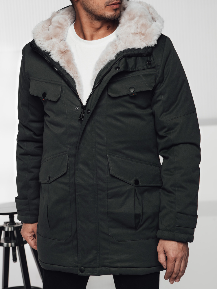Pánska tmavozelená zimná parka s kapucňou TX4961 Veľkosť: M/48