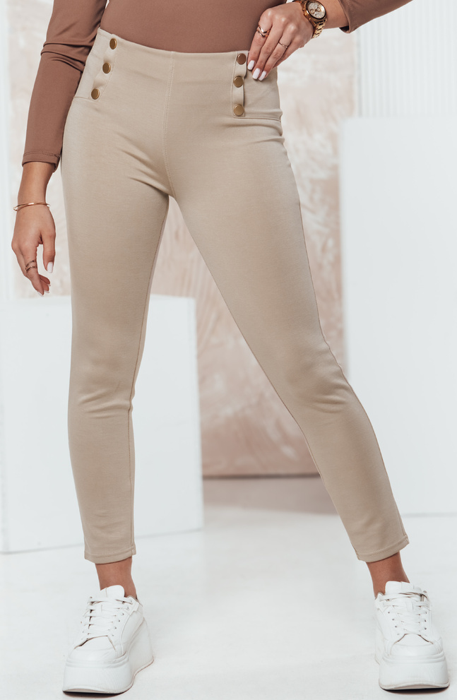 Smotanové dámske nohavice s vysokým pásom MODSTORY UY2179 Veľkosť: 2XL