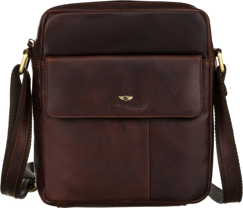 Peterson Elegantná tmavohnedá pánska kožená taška cez rameno PTN 719-OPU Veľkosť: ONE SIZE