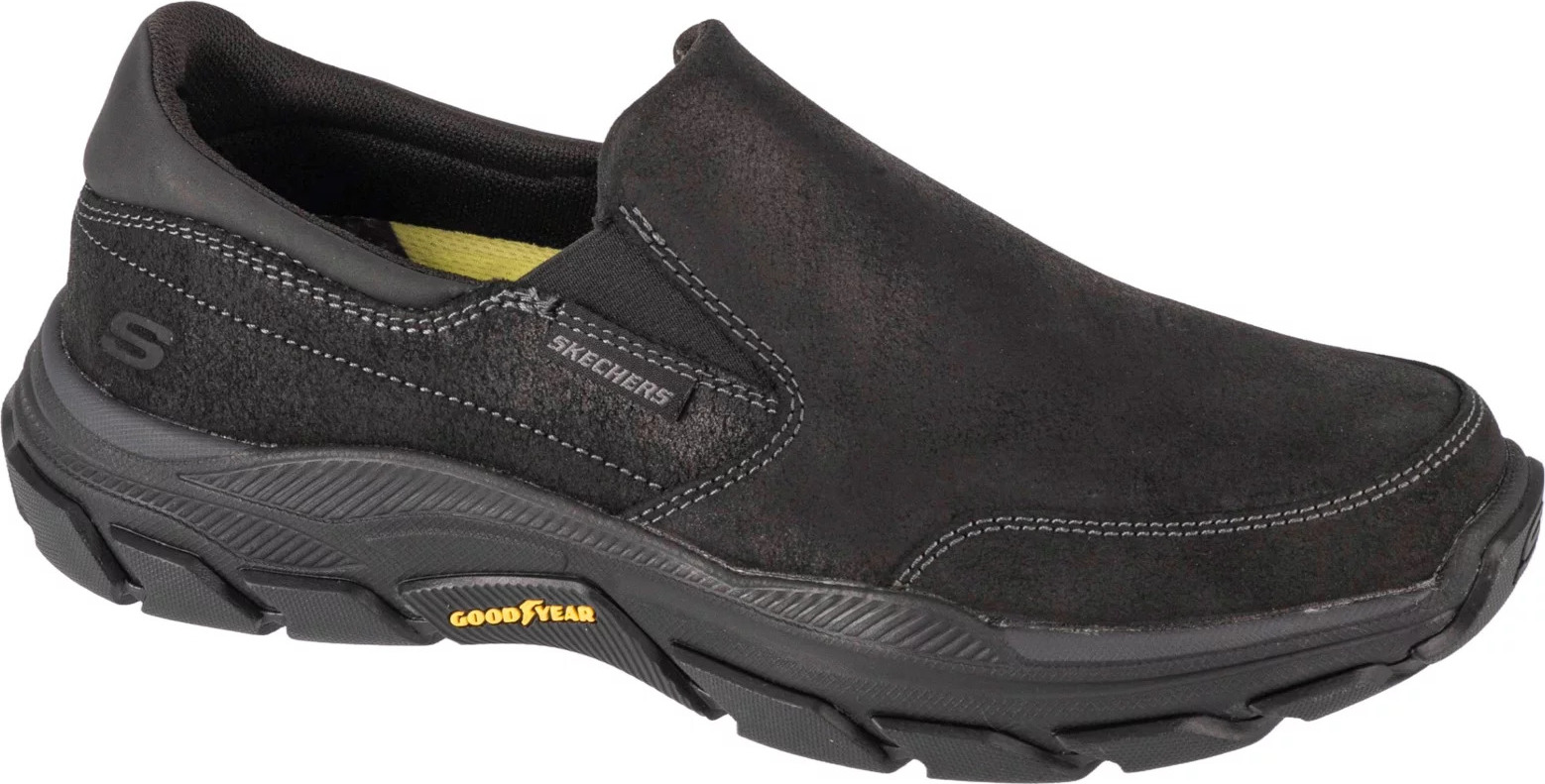 Čierne kožené slip-on tenisky Skechers Respected - Calum 204480-BBK Veľkosť: 45