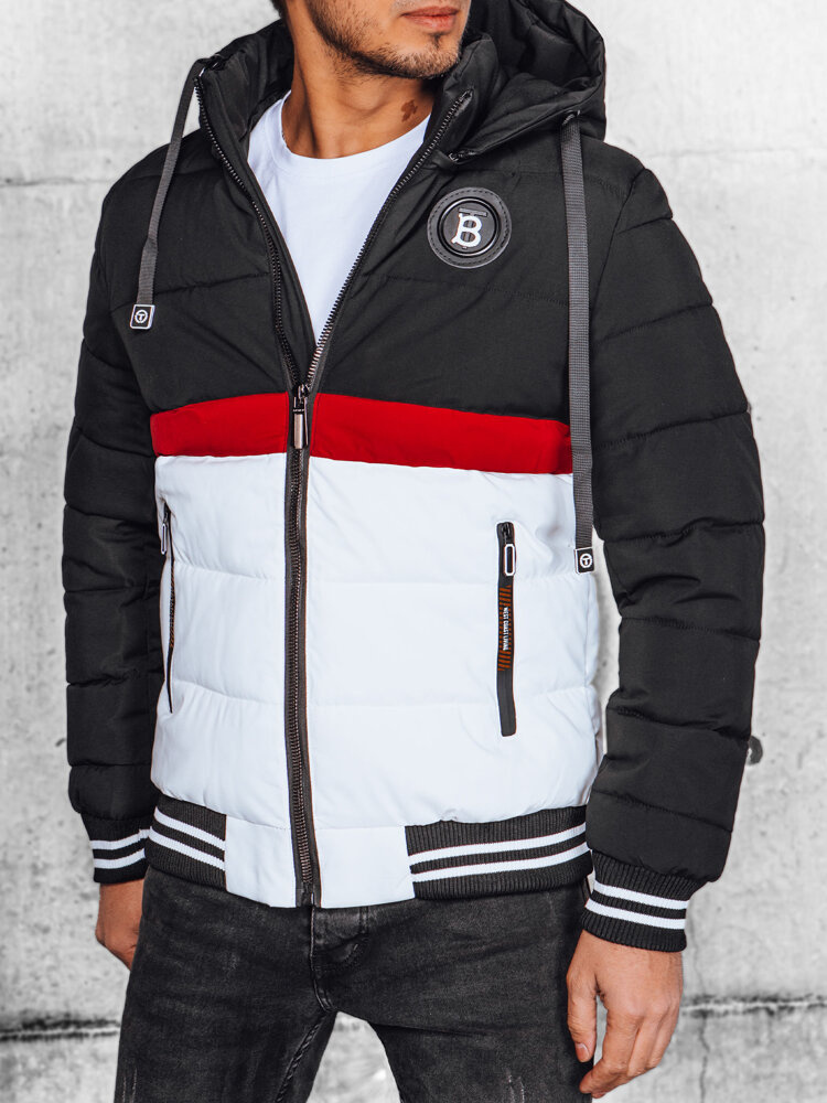 Bielo-čierna prešívaná bunda TX4655 Veľkosť: 2XL