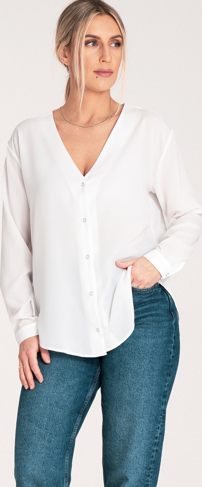 Dámska smotanová košeľa s dlhým rukávom M1070 Ecru Veľkosť: XL