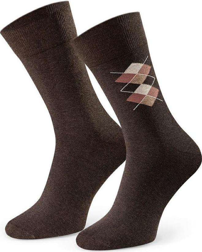 Hnedé pánske oblekové ponožky so vzormi Art.056 IC245, BROWN MELANGE Veľkosť: 45/47