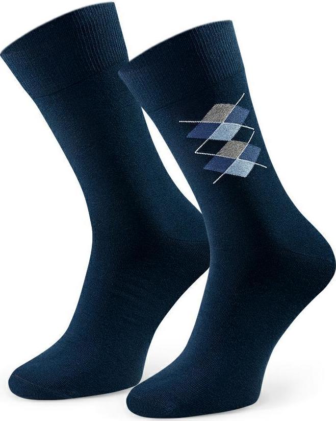 Tmavomodré pánske oblekové ponožky so vzormi Art.056 HC244, NAVY BLUE Veľkosť: 42/44