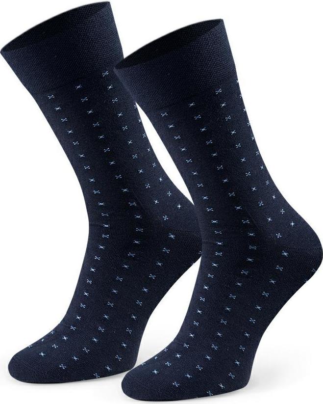 Tmavomodré vzorované pánske oblekové ponožky Art.056 IC251, NAVY BLUE Veľkosť: 42/44