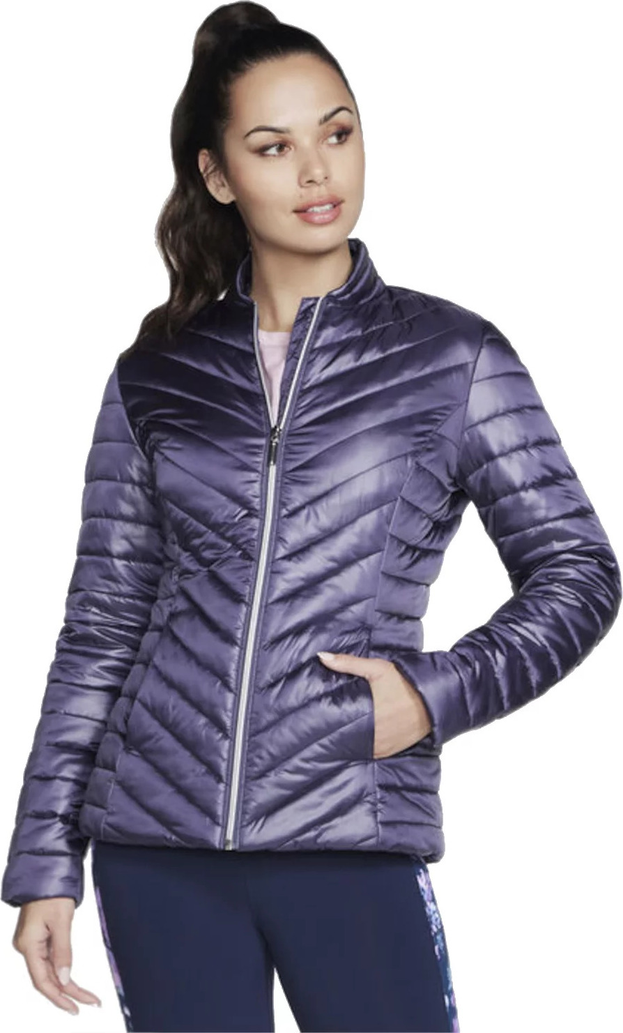 Fialová dámska bunda Skechers GO Shield Shine Jacket JA150-PRCC Veľkosť: L