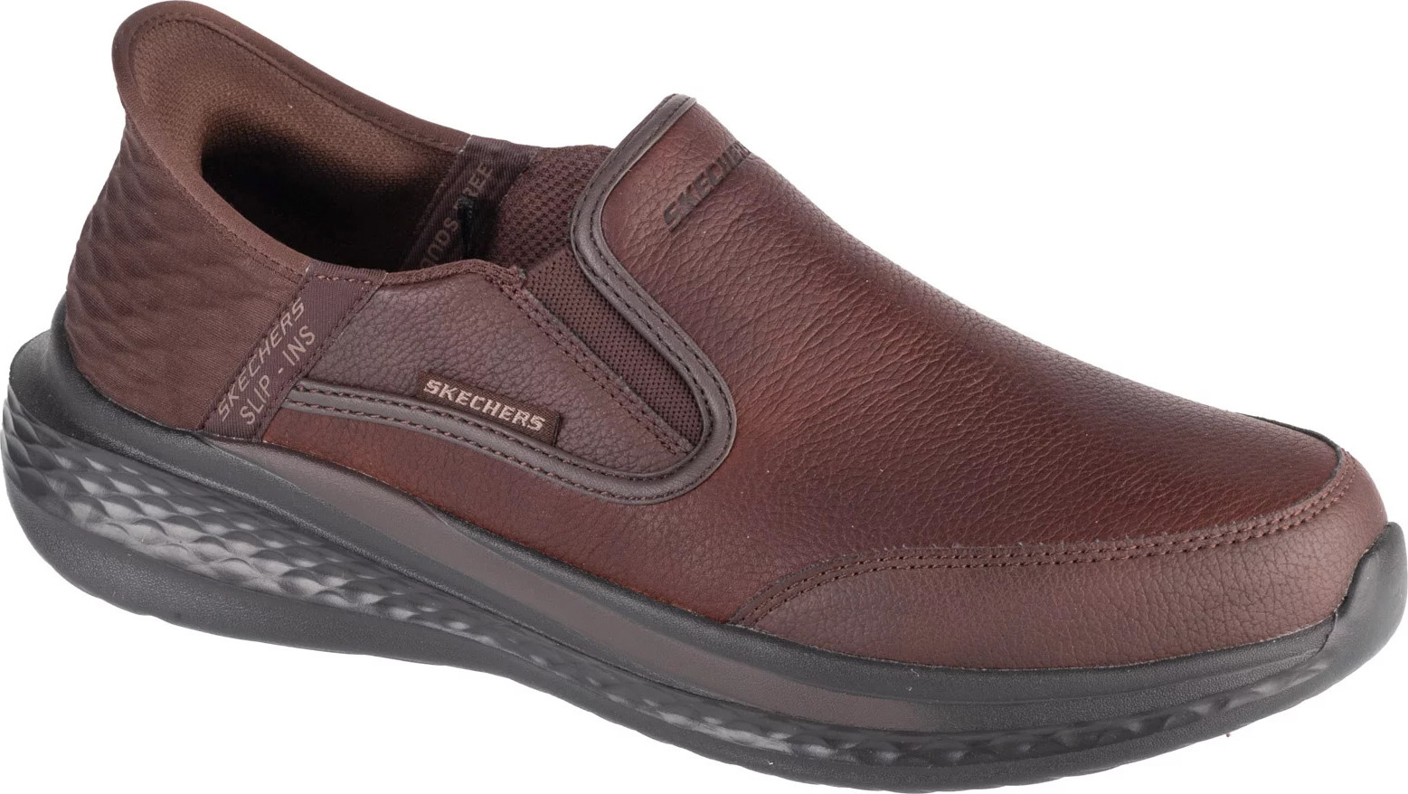 Tmavohnedé pánske kožené tenisky Skechers Slip-Ins: Slade 205237-RDBR Veľkosť: 48,5