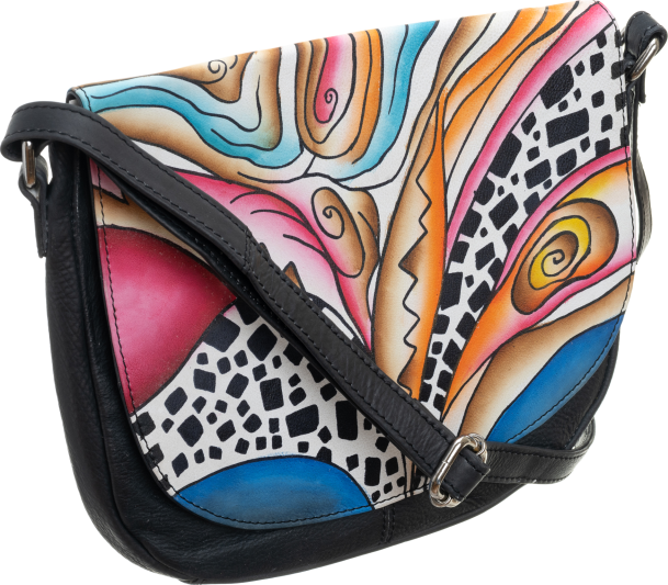 Rovicky ručne maľovaná farebná kabelka LB-1901-ART-07 BLACK Veľkosť: ONE SIZE