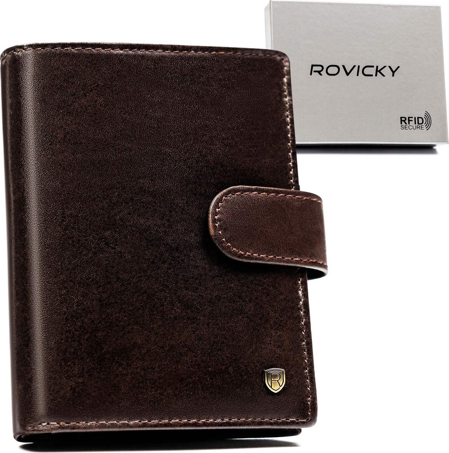 Rovicky Hnedá pánska kožená peňaženka so zapínaním V314 D1072L-RVT Veľkosť: ONE SIZE
