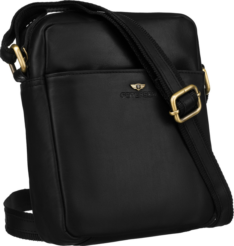 Peterson Elegantná čierna pánska kožená taška cez rameno PTN 720-OPU Veľkosť: ONE SIZE