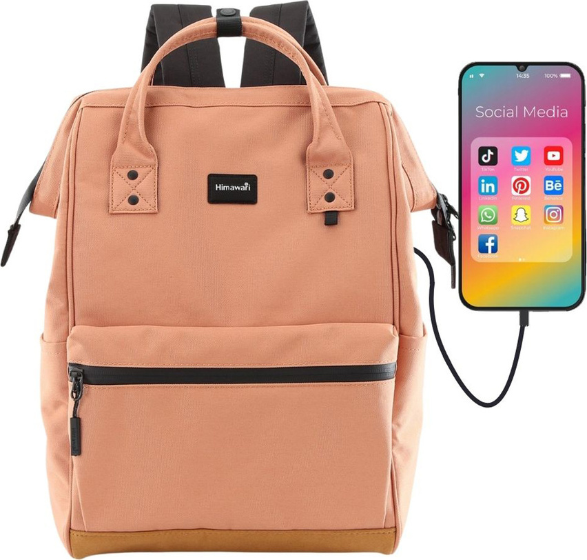 Himawari Marhuľový dámsky batoh s predným vreckom a USB portom 124 Veľkosť: ONE SIZE