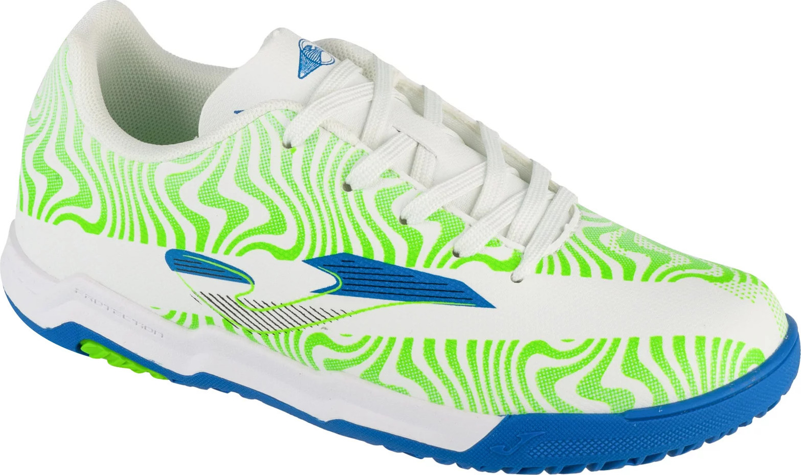 Biele detské halovky so zelenými vzormi Joma Evolution Jr 2502 IN EVJS2502IN Veľkosť: 37