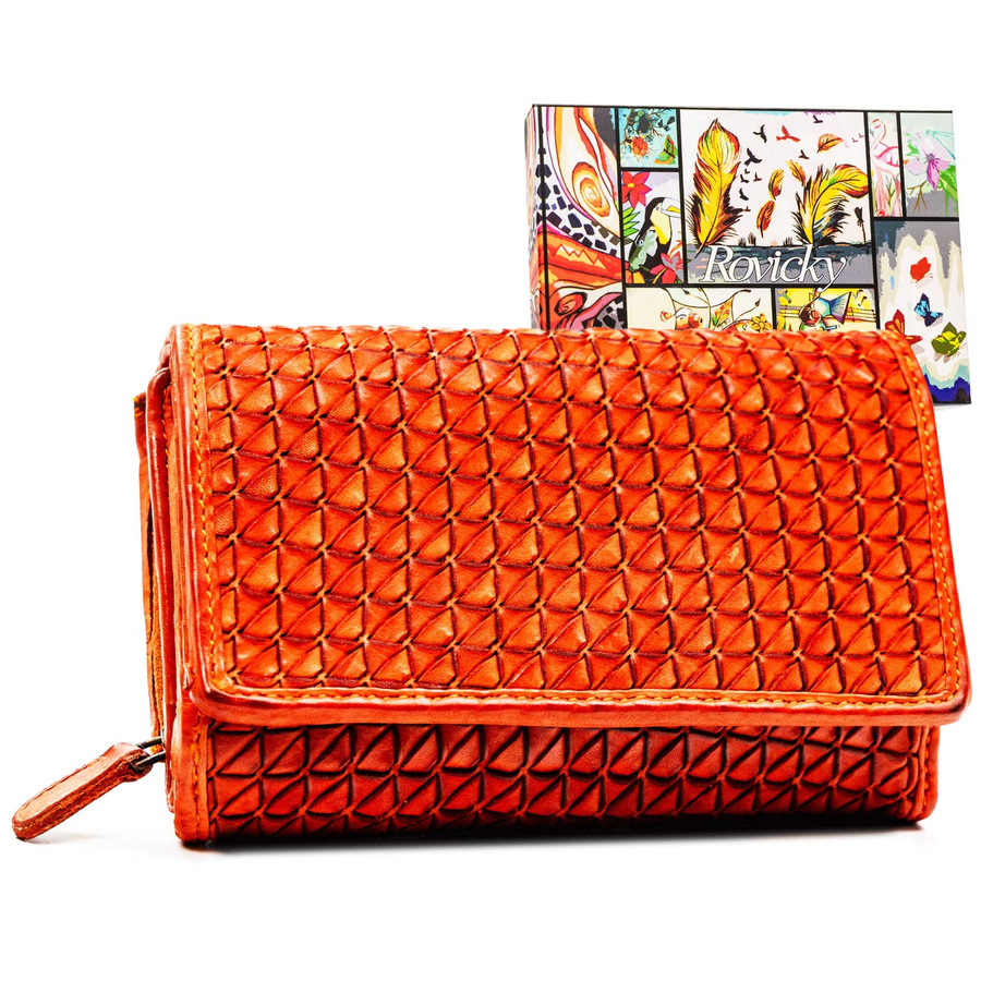 Rovicky Oranžová dámska peňaženka s geometrickým vzorom V317 R-N19-ZPT Veľkosť: ONE SIZE