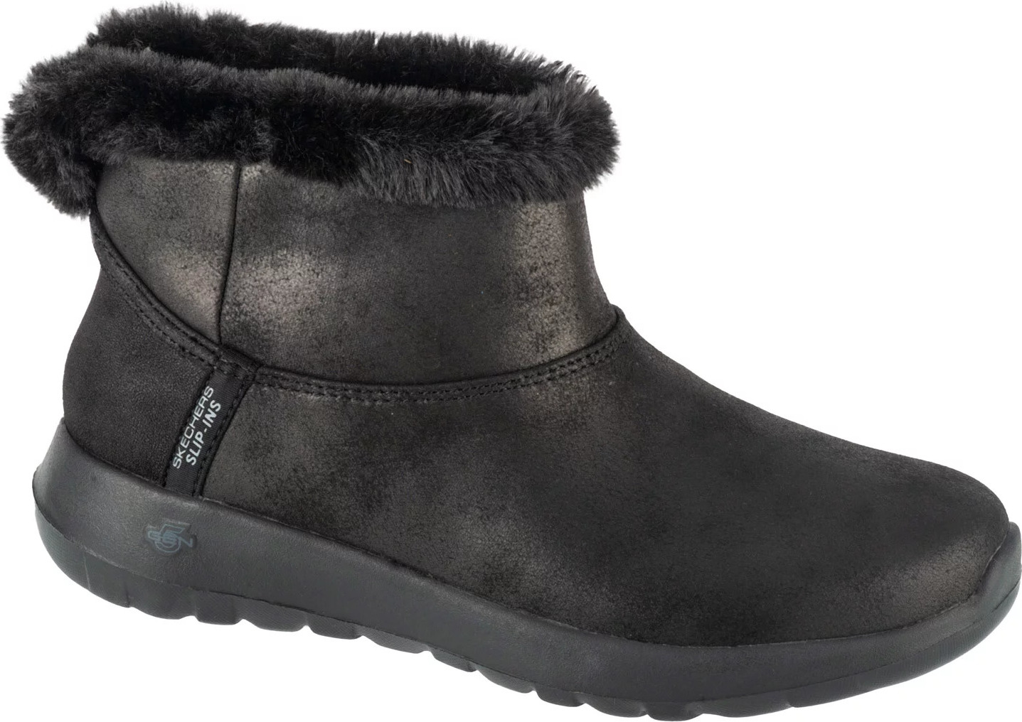 Čierne dámske členkové topánky s kožúškom Skechers Slip-Ins: On-The-Go - Cozy Dream 144800-BBK Veľkosť: 39,5