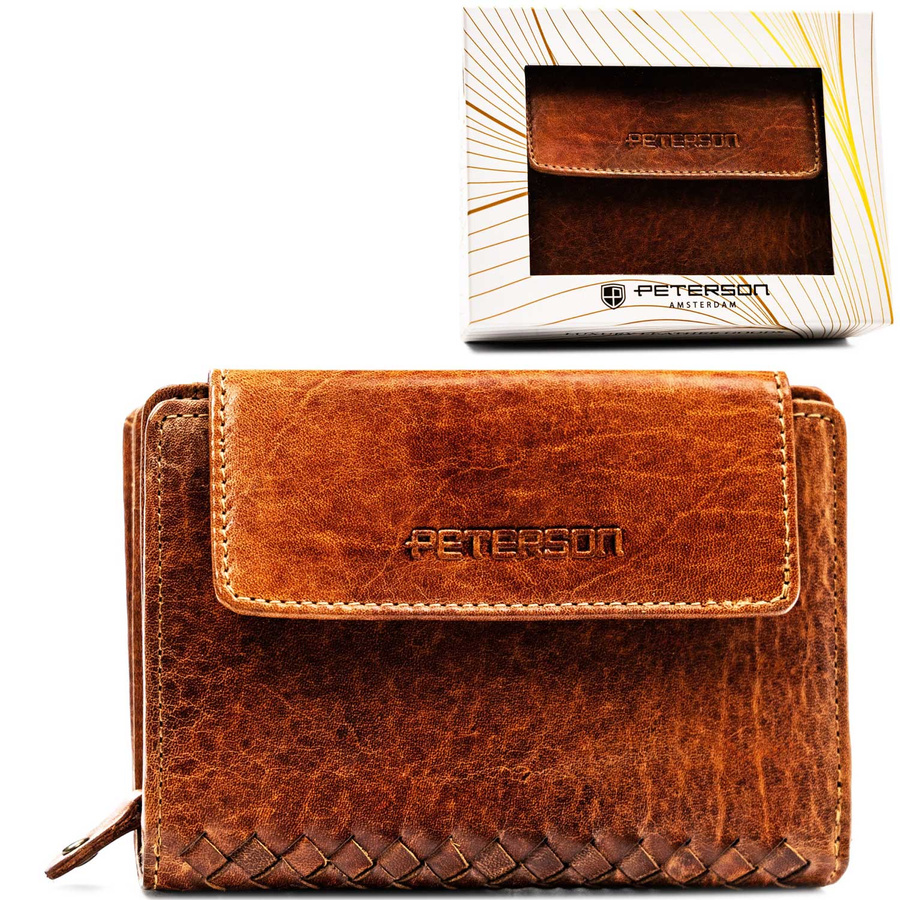 Peterson Hnedá dámska kožená peňaženka s patentným uzáverom V313 PTN WD2-VLCN Veľkosť: ONE SIZE