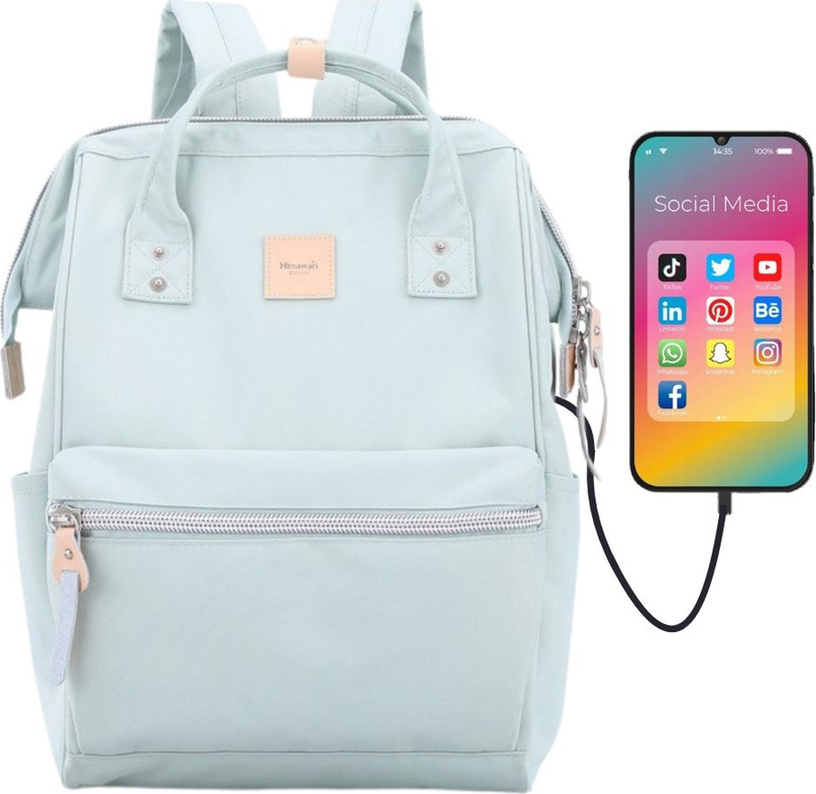 Himawari Mätový dámsky batoh s vreckom na notebook a USB portom 1881 Veľkosť: ONE SIZE