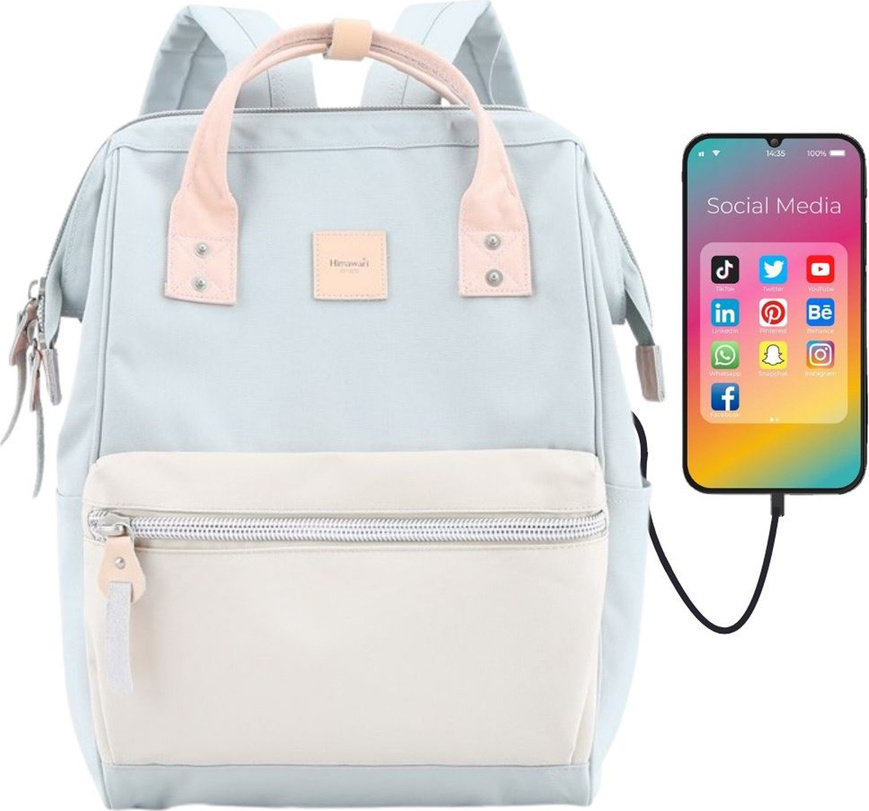 Himawari Svetlomodrý dámsky batoh s vreckom na notebook a USB portom 1881 Veľkosť: ONE SIZE