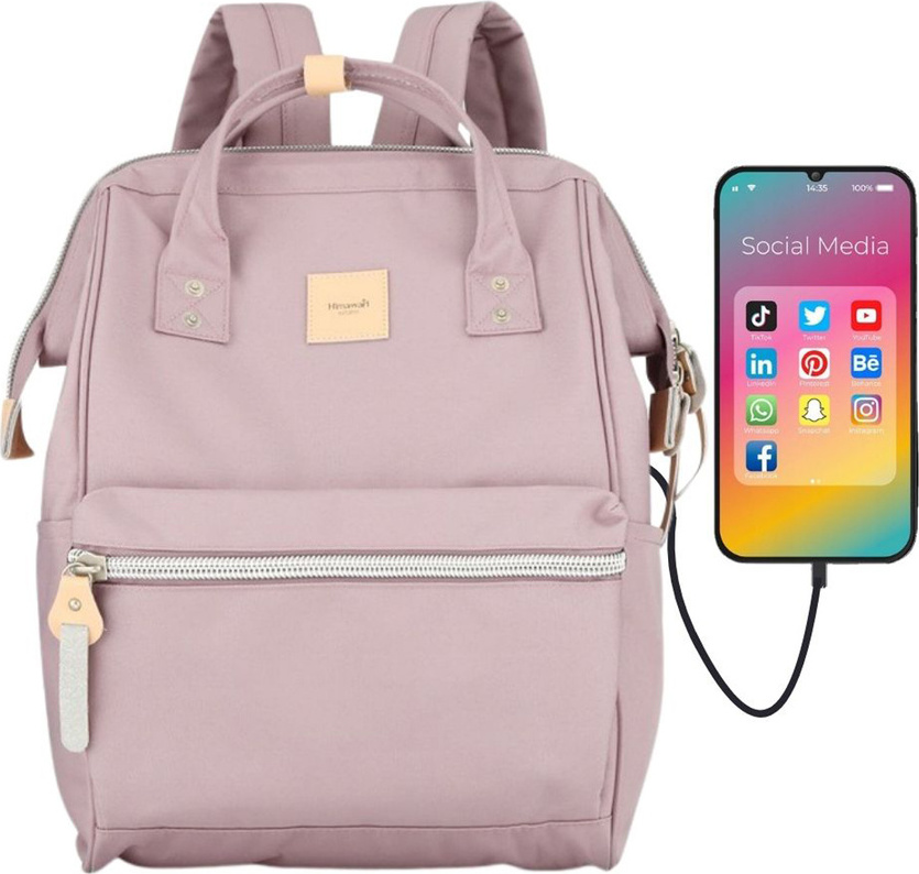 Himawari Ružový dámsky batoh s vreckom na notebook a USB portom 1881 Veľkosť: ONE SIZE