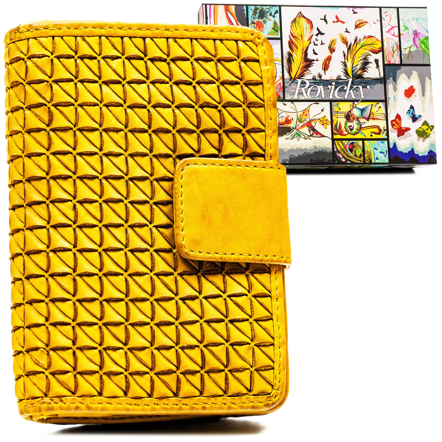 Rovicky Elegantná horčicová malá dámska peňaženka s 3D textúrou V306 R-N109-ZPT Veľkosť: ONE SIZE