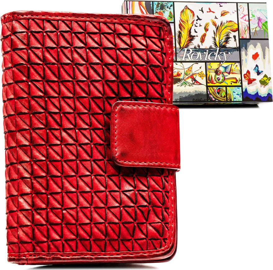 Rovicky Elegantná červená malá dámska peňaženka s 3D textúrou V305 R-N109-ZPT Veľkosť: ONE SIZE