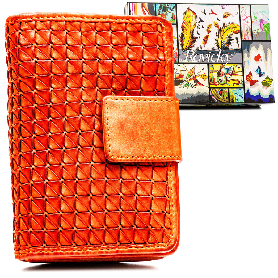 Rovicky Elegantná oranžová malá dámska peňaženka s 3D textúrou V304 R-N109-ZPT Veľkosť: ONE SIZE