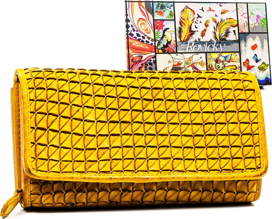 Rovicky Elegantná dámska horčicová peňaženka s 3D textúrou V302 R-N22-ZPT Veľkosť: ONE SIZE