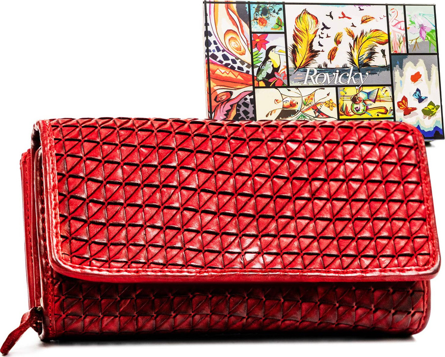 Rovicky Elegantná dámska červená peňaženka s 3D textúrou V301 R-N22-ZPT Veľkosť: ONE SIZE