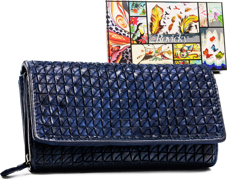 Rovicky Elegantná dámska tmavomodrá peňaženka s 3D textúrou V300 R-N22-ZPT Veľkosť: ONE SIZE