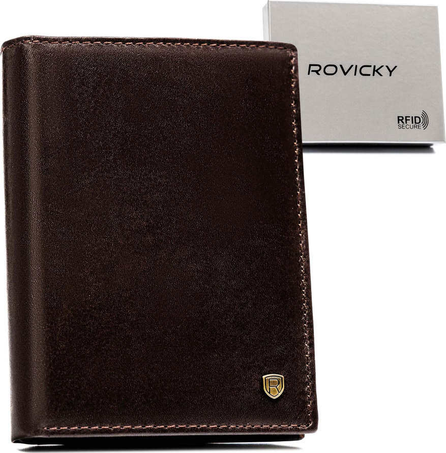 Rovicky Tmavohnedá pánska kožená peňaženka s RFID L263 D1072-RVT Veľkosť: ONE SIZE