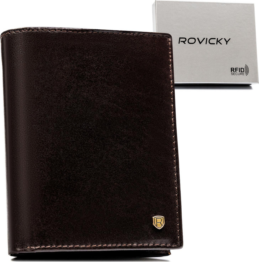 Rovicky Tmavohnedá pánska kožená peňaženka s RFID L259 N104-RVT Veľkosť: ONE SIZE