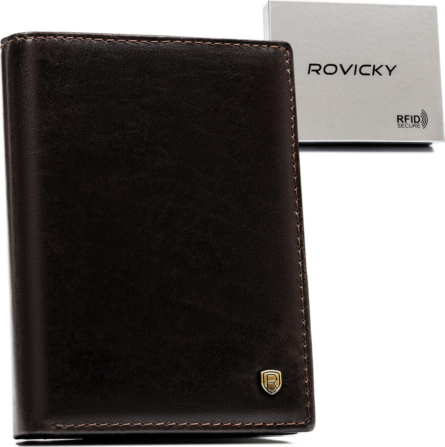 Rovicky Minimalistická tmavohnedá pánska kožená peňaženka na zips L258 N575-RVT Veľkosť: ONE SIZE