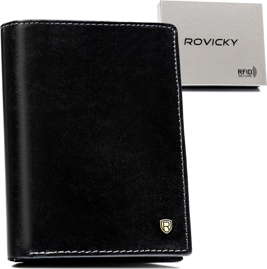 Rovicky Čierna pánska kožená peňaženka s RFID L256 N104-RVT Veľkosť: ONE SIZE