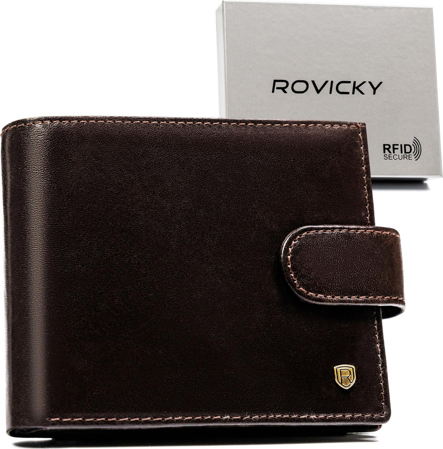 Rovicky Tmavohnedá pánska peňaženka so zapínaním L255 N01L-RVT Veľkosť: ONE SIZE