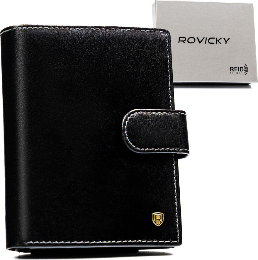 Rovicky Čierna pánska elegantná peňaženka s RFID L254 D1072L-RVT Veľkosť: ONE SIZE