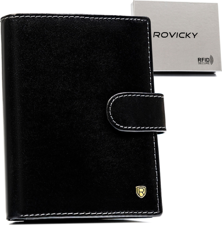 Rovicky Čierna kožená pánska peňaženka s RFID L252 N104L-RVT Veľkosť: ONE SIZE