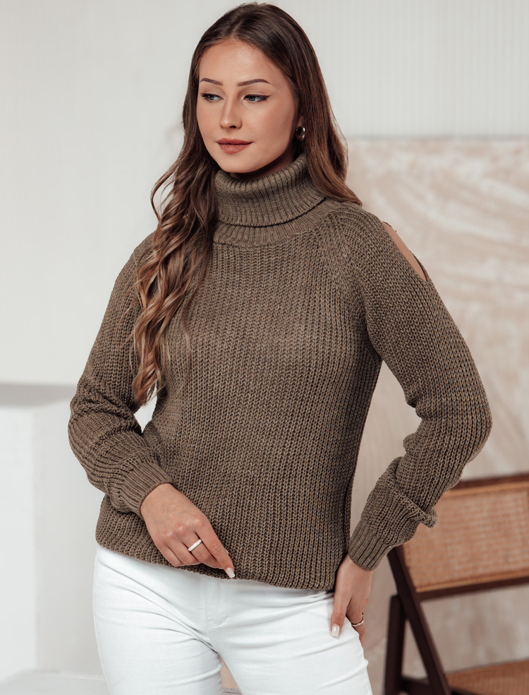 Hnedý dámsky teplý rolák GOLFIVA MY2403 Veľkosť: ONE SIZE