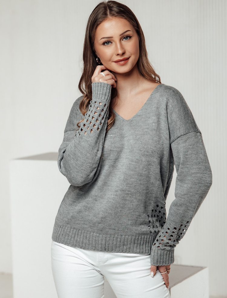 Svetlosivý dámsky sveter SOFTARE MY2398 Veľkosť: ONE SIZE