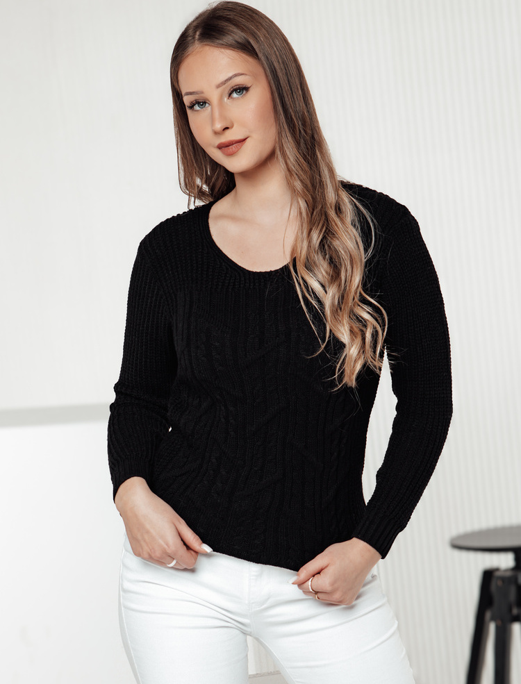 Čierny dámsky sveter LAVIRTA MY2392 Veľkosť: ONE SIZE