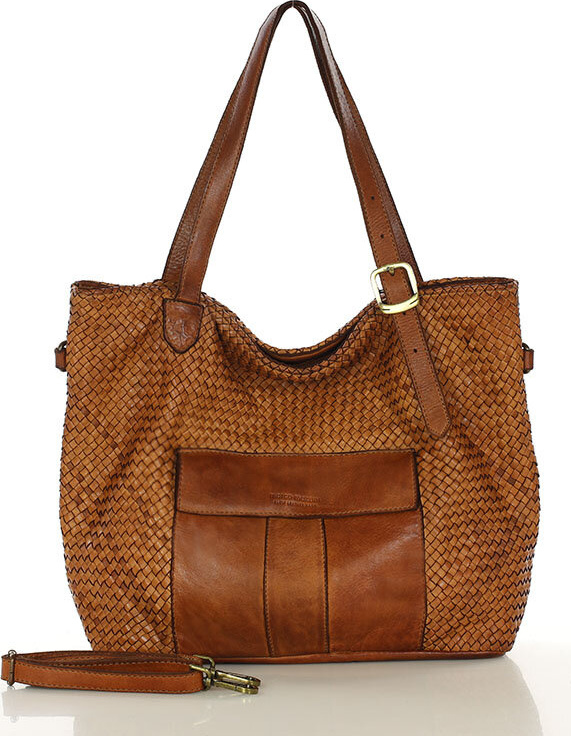 MARCO MAZZINI Velká camel tkaná kabelka (v250b) Veľkosť: ONE SIZE